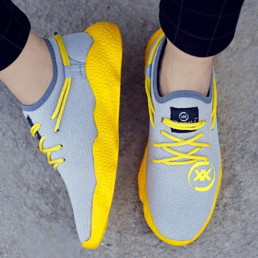 BXXY A693 Mens Sport Shoes Grey-Yellow in Agra at ₹ 325 Pr by