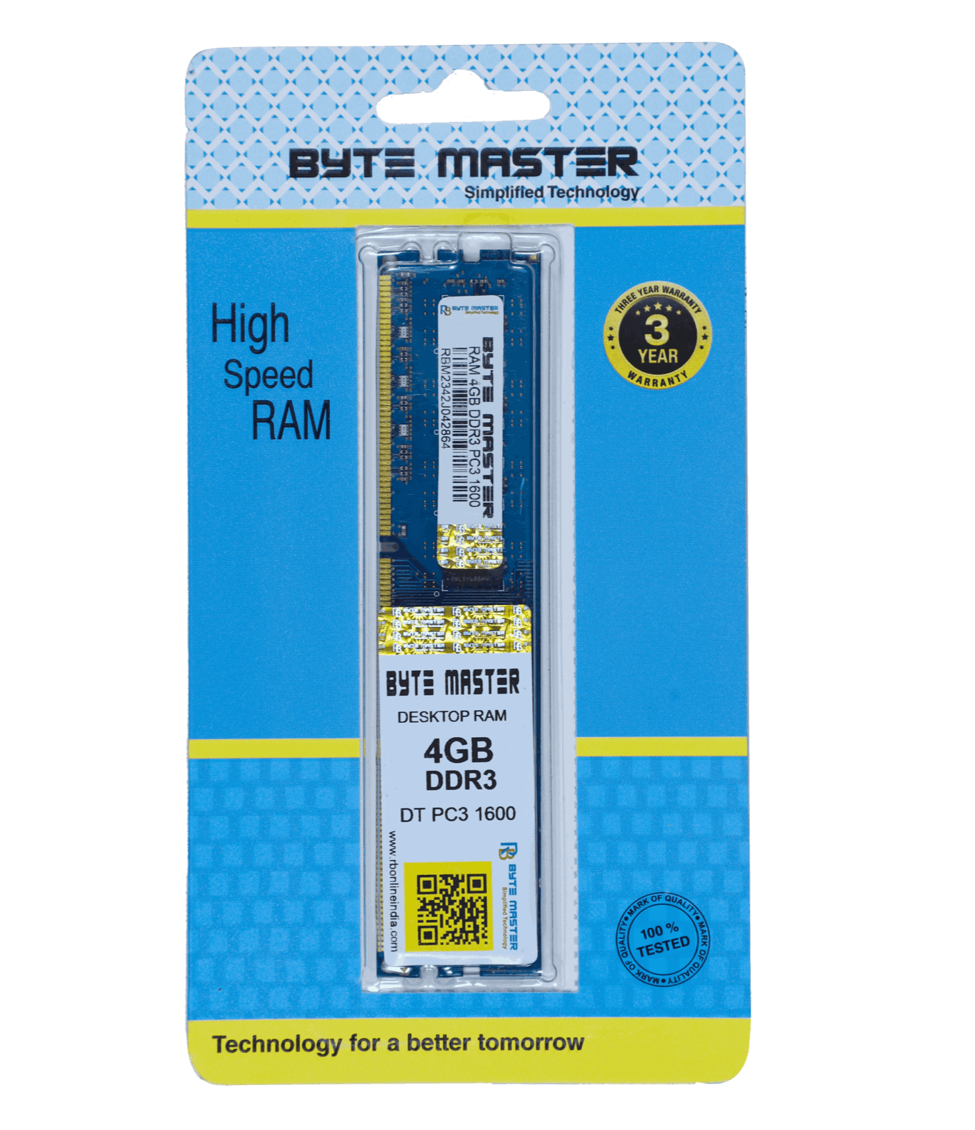 BYTE MASTER RAM 4GB DDR3 (1600 Mhz) in Delhi at ₹ 750 Pc by R B