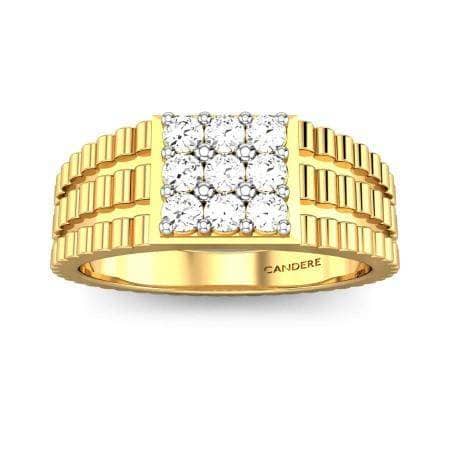 Candere Yellow Gold VVS EF Diamond Quality 18K Sanjit Diamond Ring