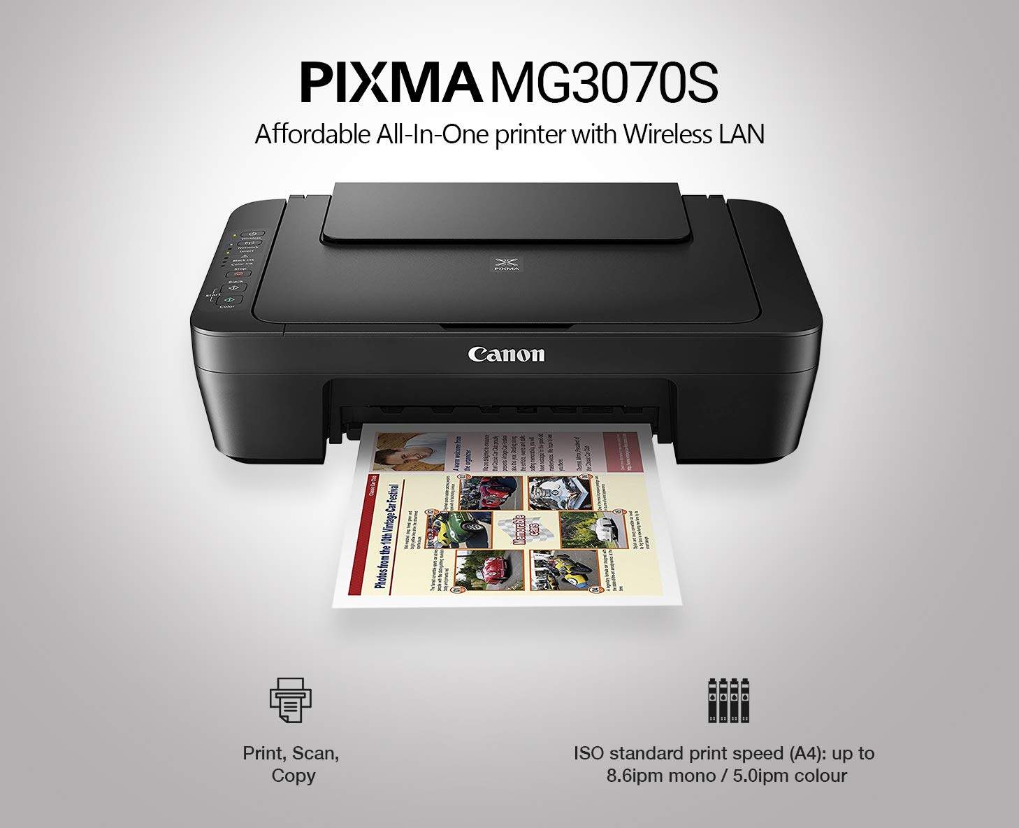 CANON MG3070S All-in-One Inkjet Colour Printer with PG745S & CL746S Ink ...