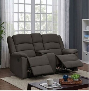 Carsley Fabric Seater Recliner Sofa with Storage Dark Grey in