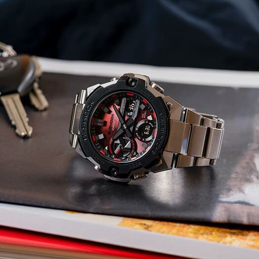 CASIO G-Shock GST-B400 Series G Steel Wrist Watch (Black, Red, GST 
