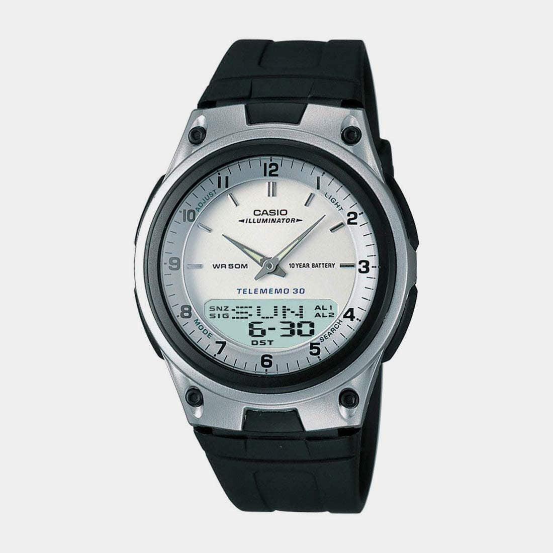 CASIO Youth Analog-Digital Silver Dial Men'S Watch Aw-80-7Avdf