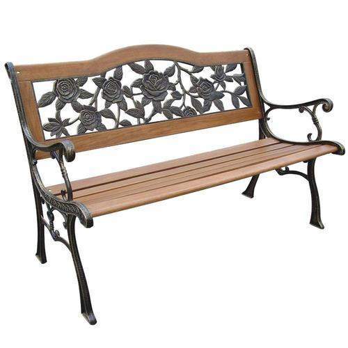 Cast Iron Seater Outdoor Bench with Arm Rest, Painted Finish in