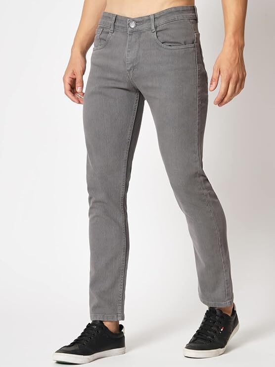 Casual Slim Fit Stretchable Denim Jeans For Men (Grey, 34 Inches