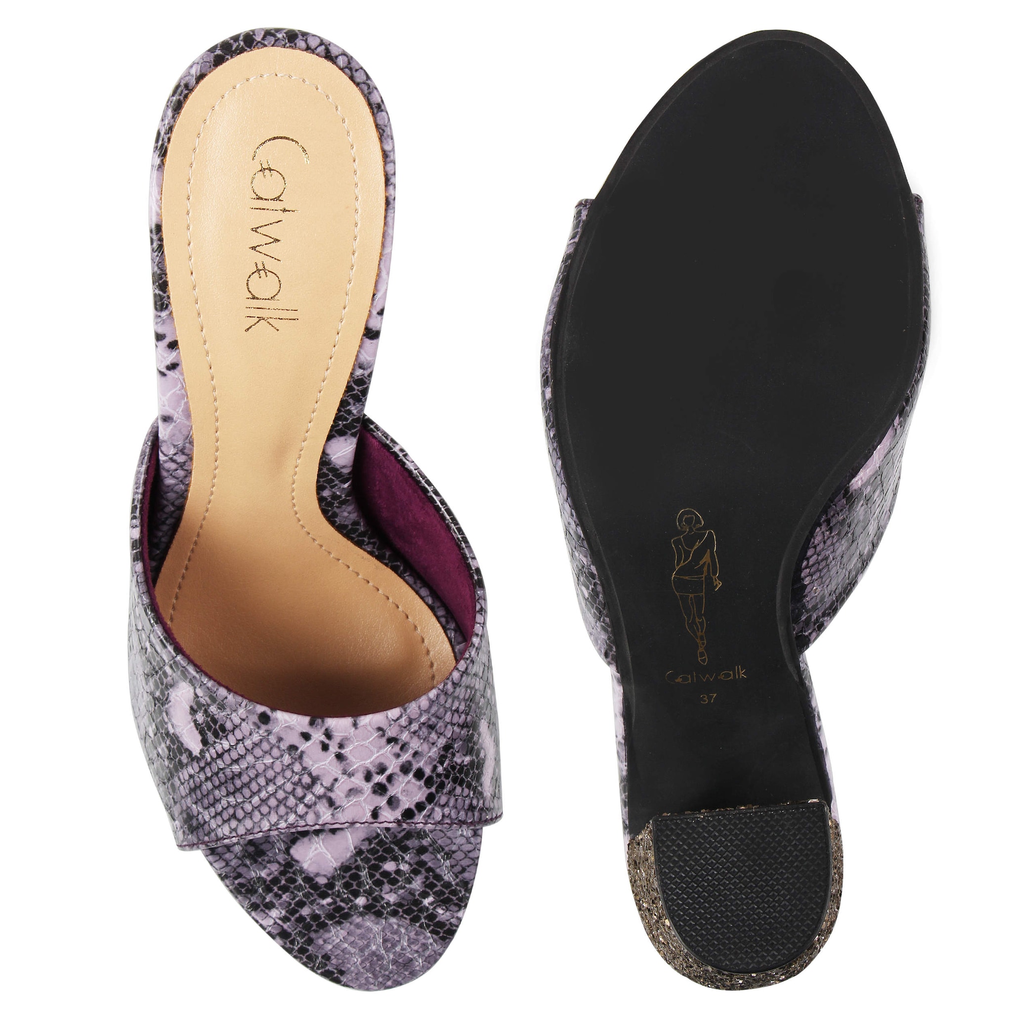 black glitter slip ons