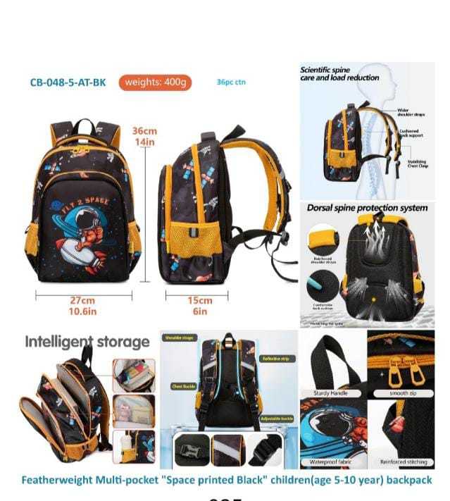 CB-048-5-AT-BK FEATHERWEIGHTS MULTI-POCKET SPACE BACKPACK in