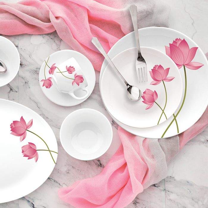 Cello Pink Lotus Dinner Set (33 Pcs) in Firozabad at ₹ 2,627