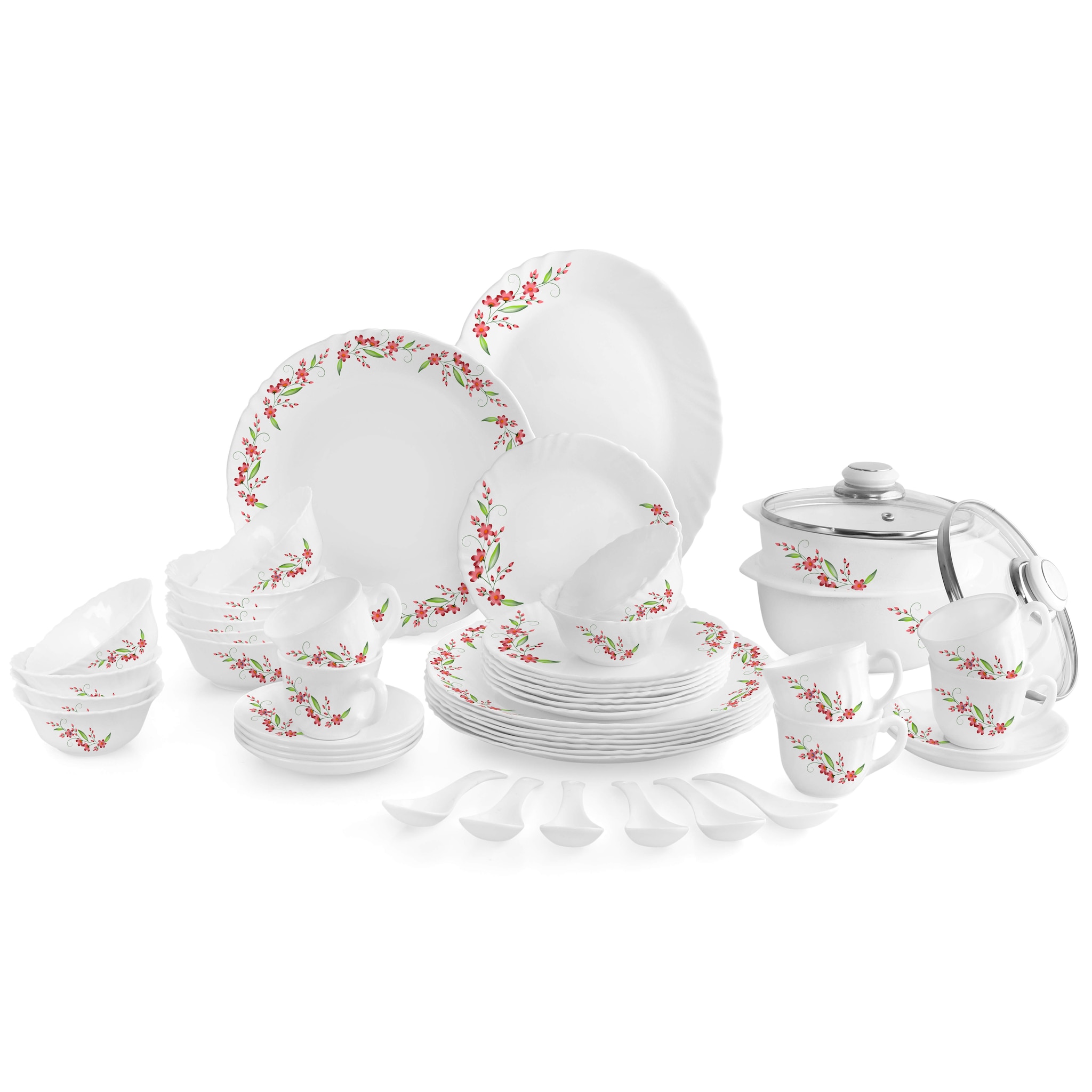 Cello Imperial Series Creeper Opalware Dinner Set 35 pcs (White