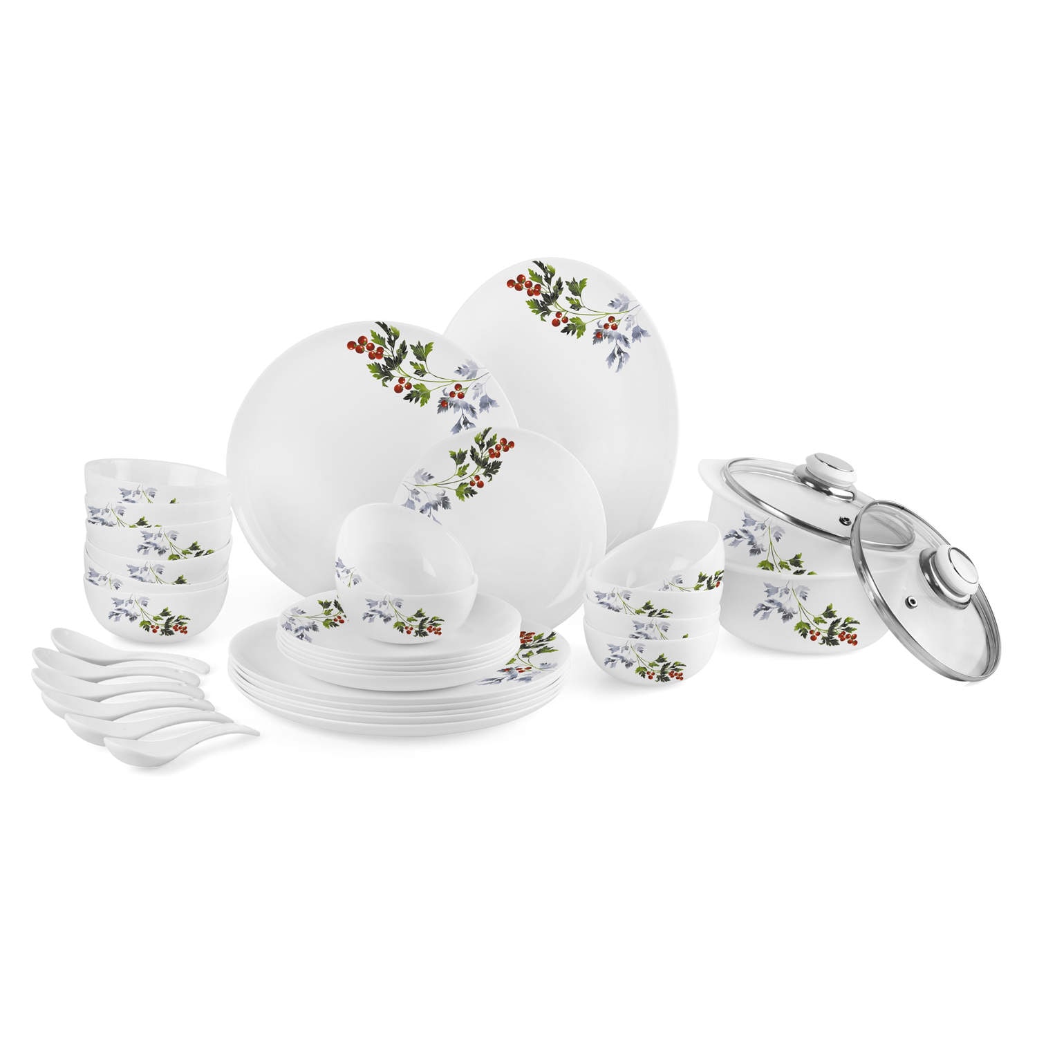 Cello Royale Series Opalware Cherry Tomato 35 pcs Dinner Set in