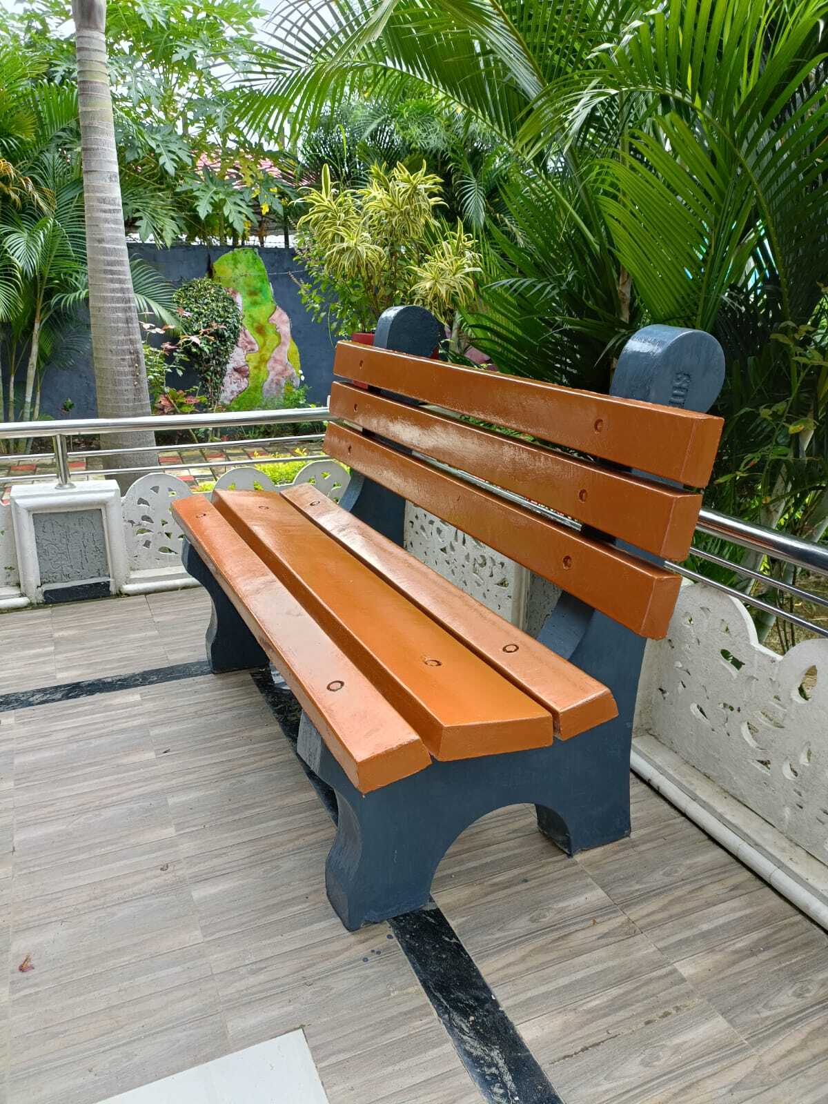 Cement garden bench