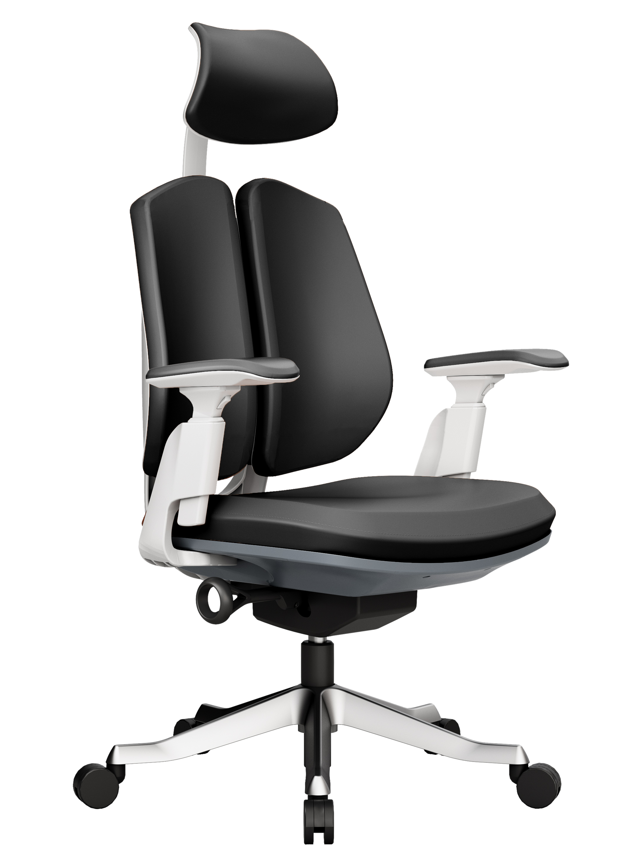 Chairy Ortho HB FrameBlack PU Cushion Office Chair (White) in Thane at