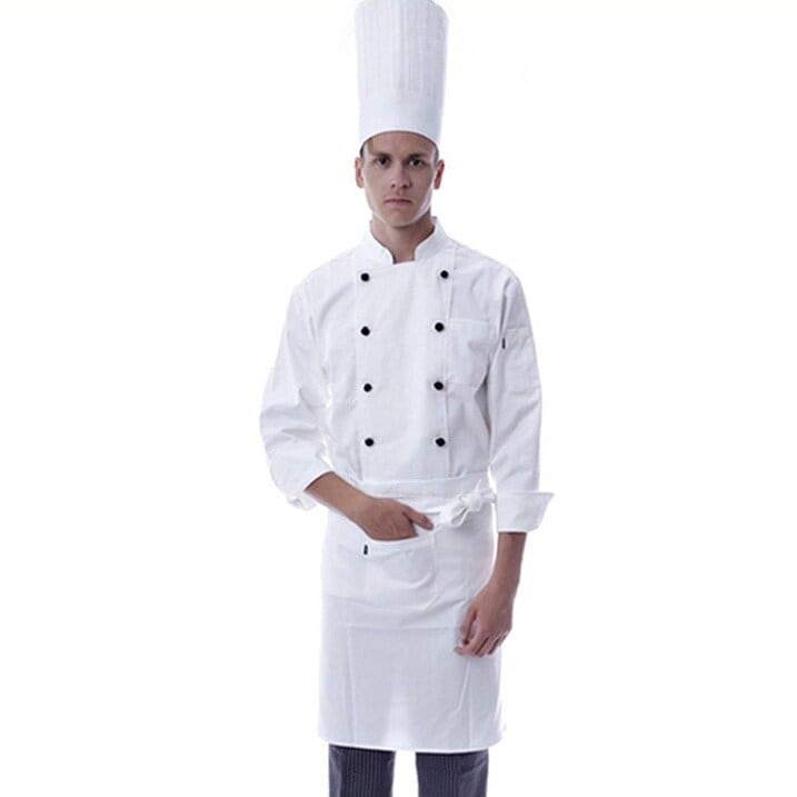 Checkered Full Sleeve Chef Uniform in Cotton/Polyester, Available