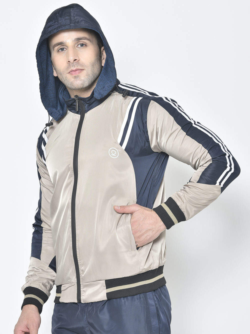 CHKOKKO Mens Hooded Full Zipper Reversible Sports Jacket for Gym