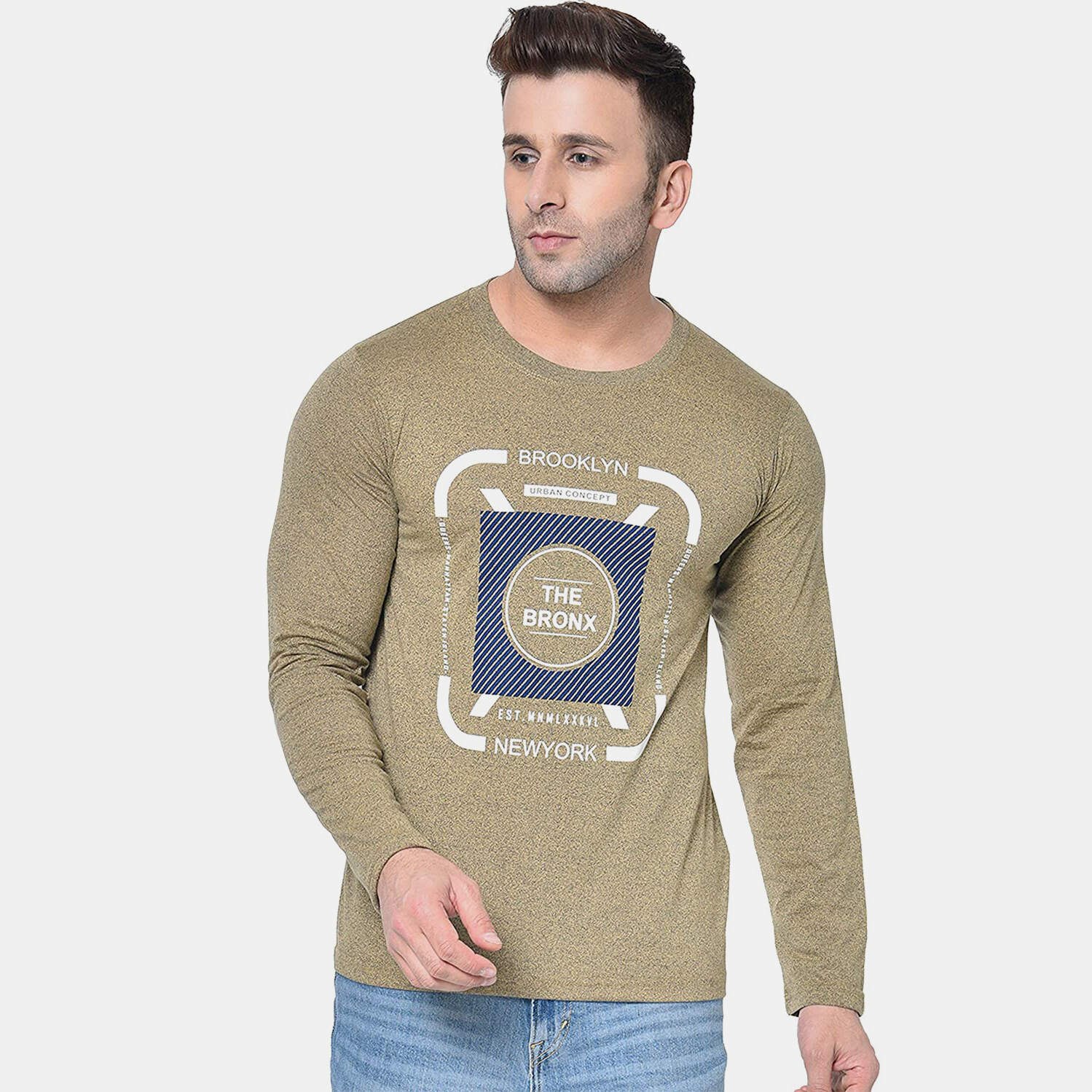 CHKOKKO Printed Tshirts Cotton Full Sleeve Round Neck For Mens