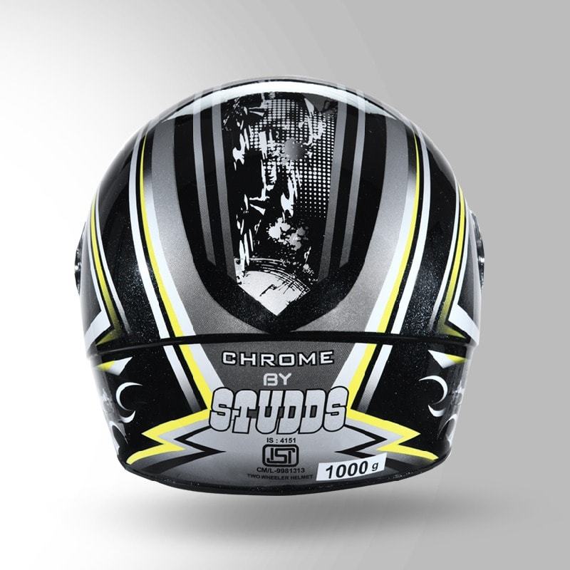 Studds Chrome D1 Decor Full Face Helmet (Black Grey, M) in