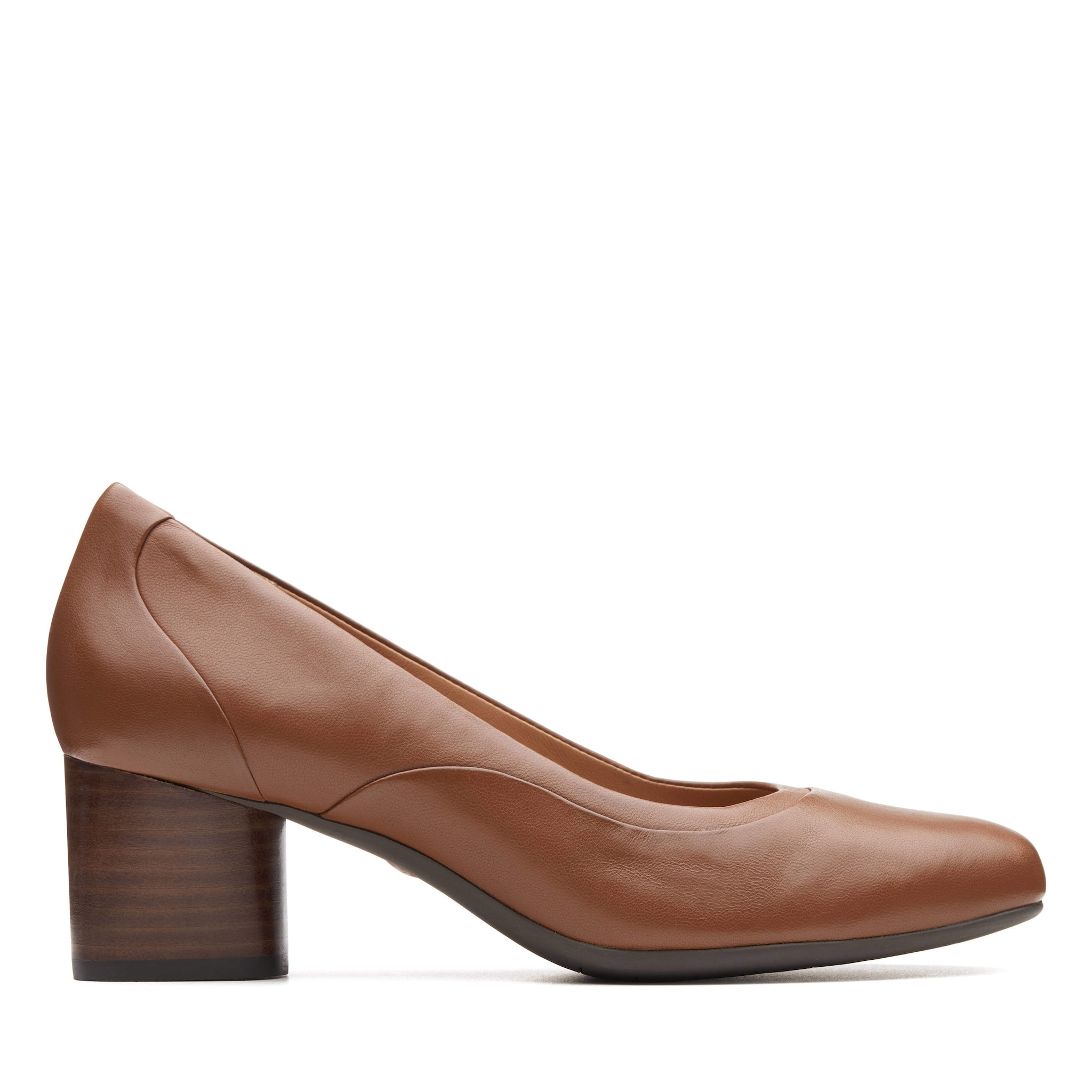 Clarks Un Cosmo Step Leather Court Shoes (4 plus, Dark Tan) in