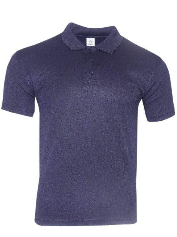 Collar Neck T-shirt 240 GSM with Cotton-Polyester Blend (Navy Blue