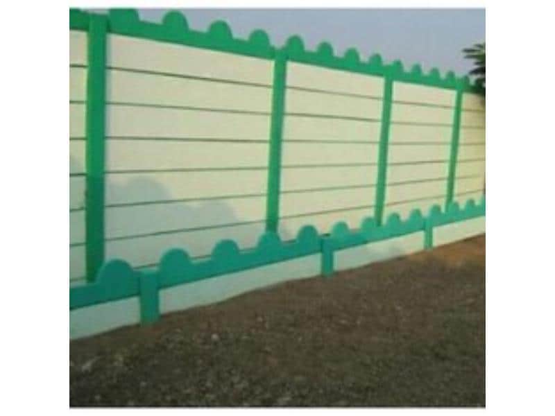 Color Coated RCC Readymade Designer Compound Wall (White And Green