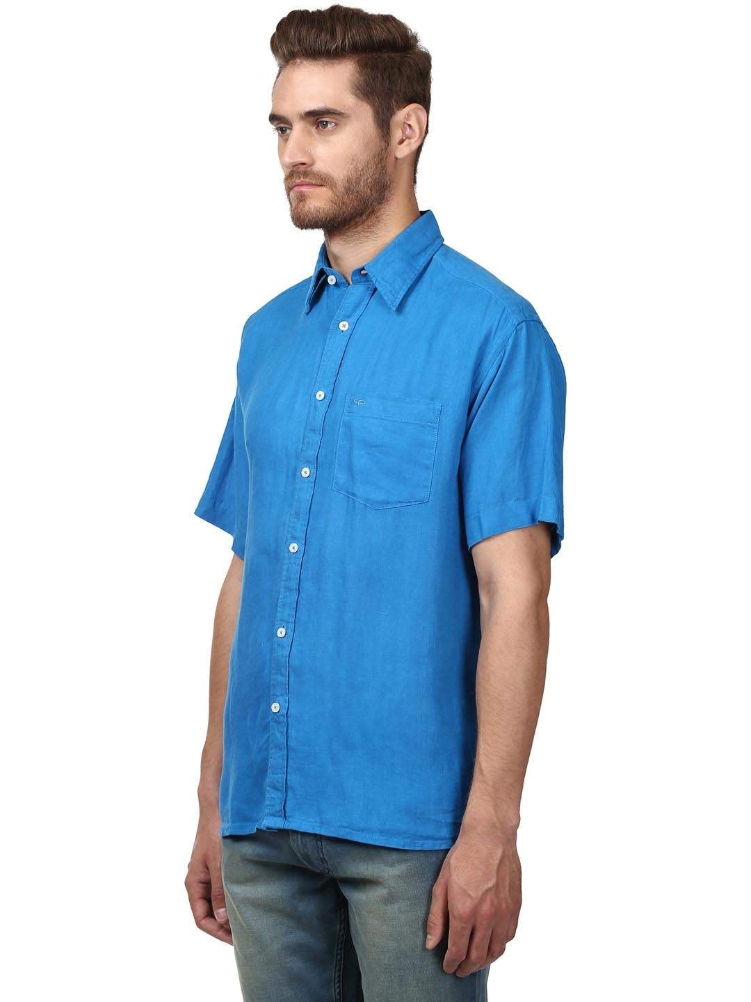 Colorplus Men's Casual Shirt (Size S, Medium Blue, CMSB26447
