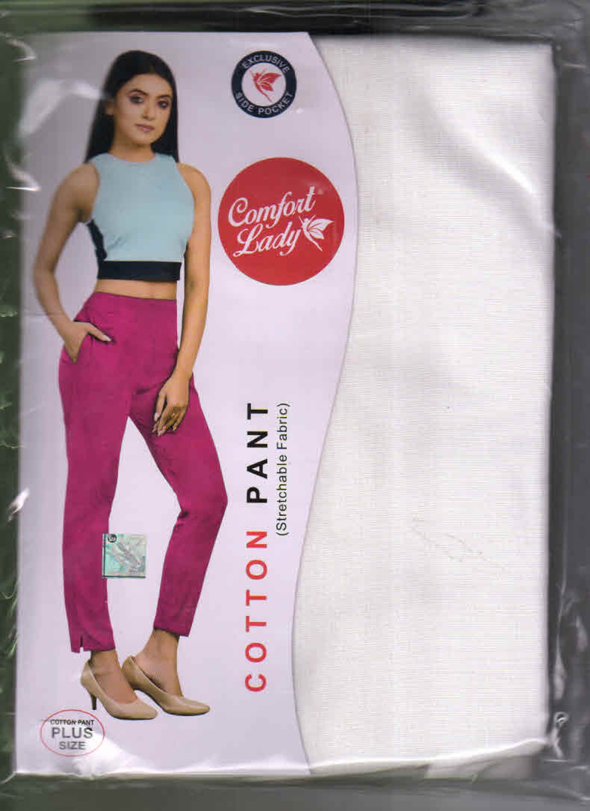 Comfort Lady Cotton Pant Size-Plus Col-002,White in Kolkata at