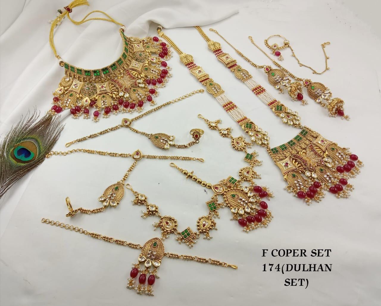 Copper Bridal Golden Jewellery Set With Stone (174) in Rajkot at