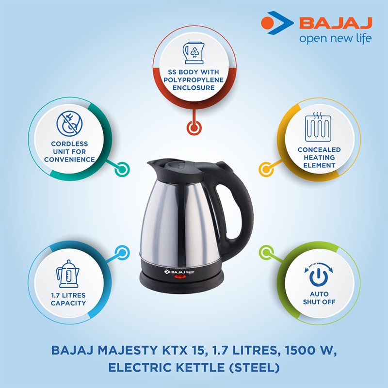 Bajaj Cordless Electric Kettle (White) in Ahmednagar at