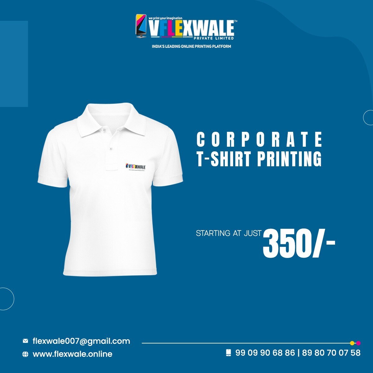 Corporate Tshirt Printing in Ahmedabad at ₹ 350 Pc by FLEXWALE