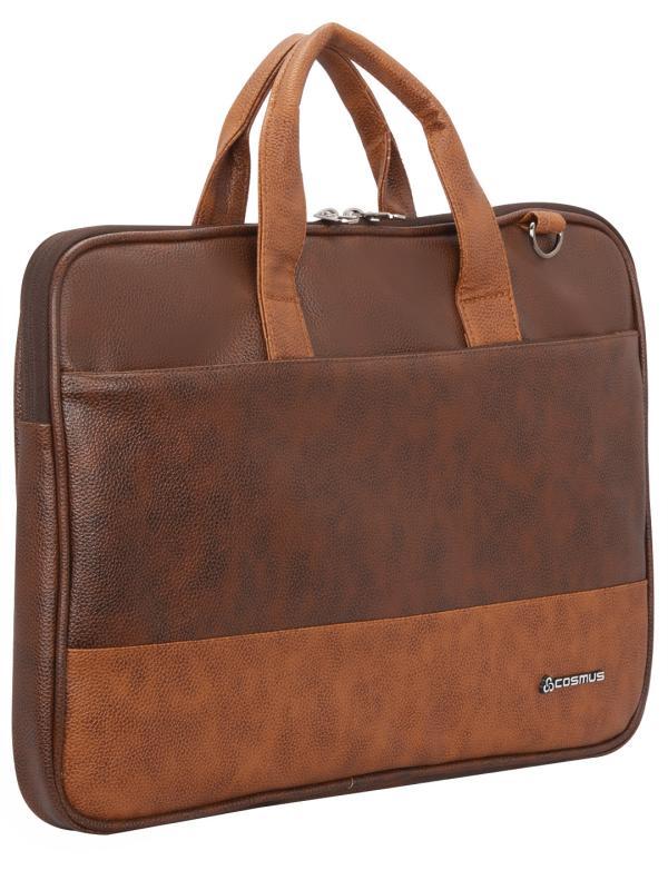 Cosmus Pavilion Brown PU Leather Laptop Messenger Polyester Bag