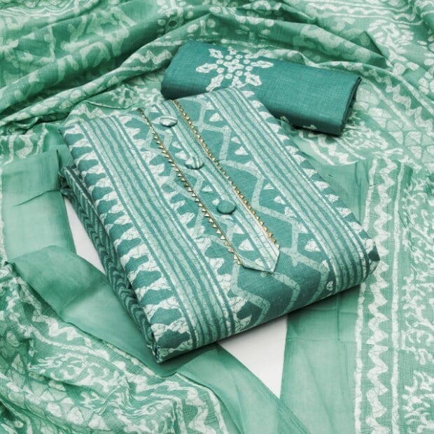 Cotton Batik Jodhpuri Print Unstitched Salwar Suit Dress Material