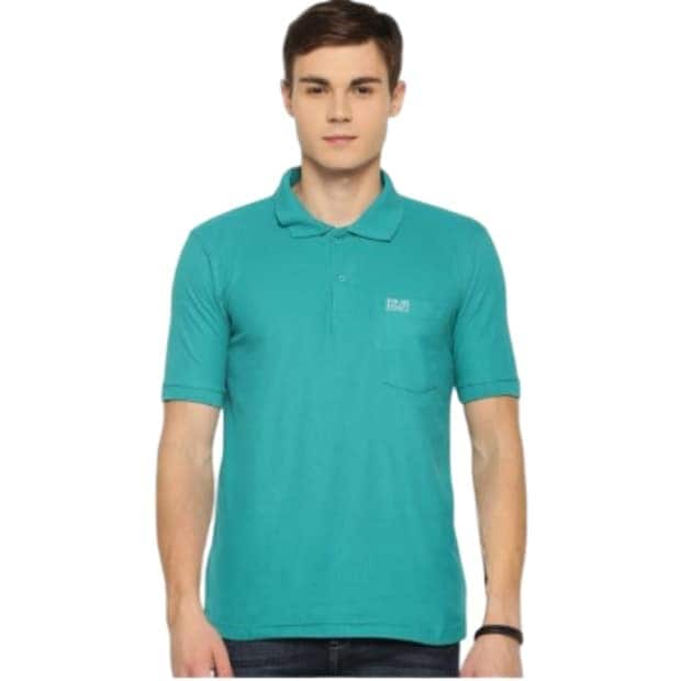 Ny9 Cotton Blend Collar Neck T-shirt For Mens (Sky Blue) in