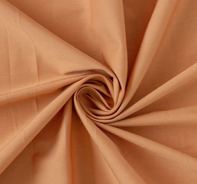 Cotton Plain Satin Lycra Fabric 160 GSM Light Copper in