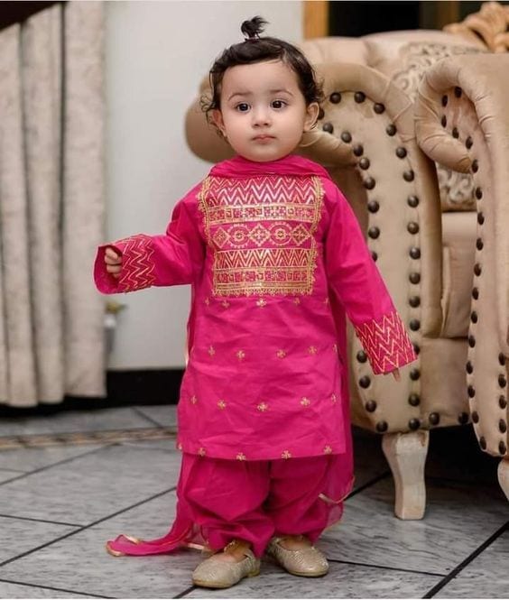 Traditional Punjabi Attire For Kids Floral Punjabi Suit