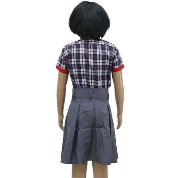Cotton School Uniform For Girls (Red And Grey) in Guwahati at