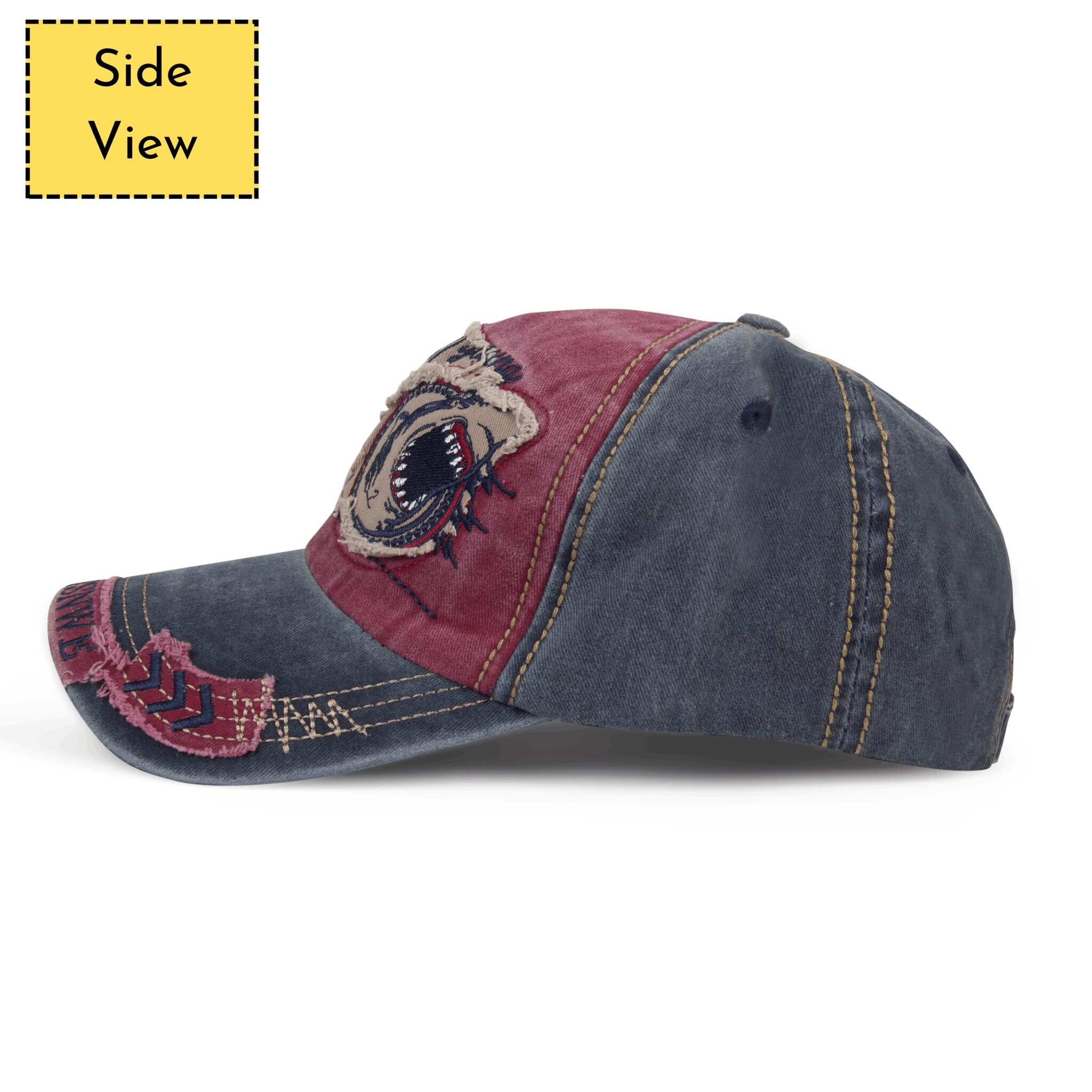 Shark Style Snapback Baseball Cap, Cotton, Unisex, Adjustable in