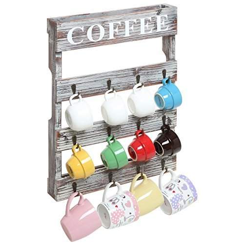 Buy Country Rustic Style Brown Wood 12 Hook Wall Mounted Coffee Mug Rack Tea Cup Holder Storage Organizer Features Price Reviews Online In India Justdial
