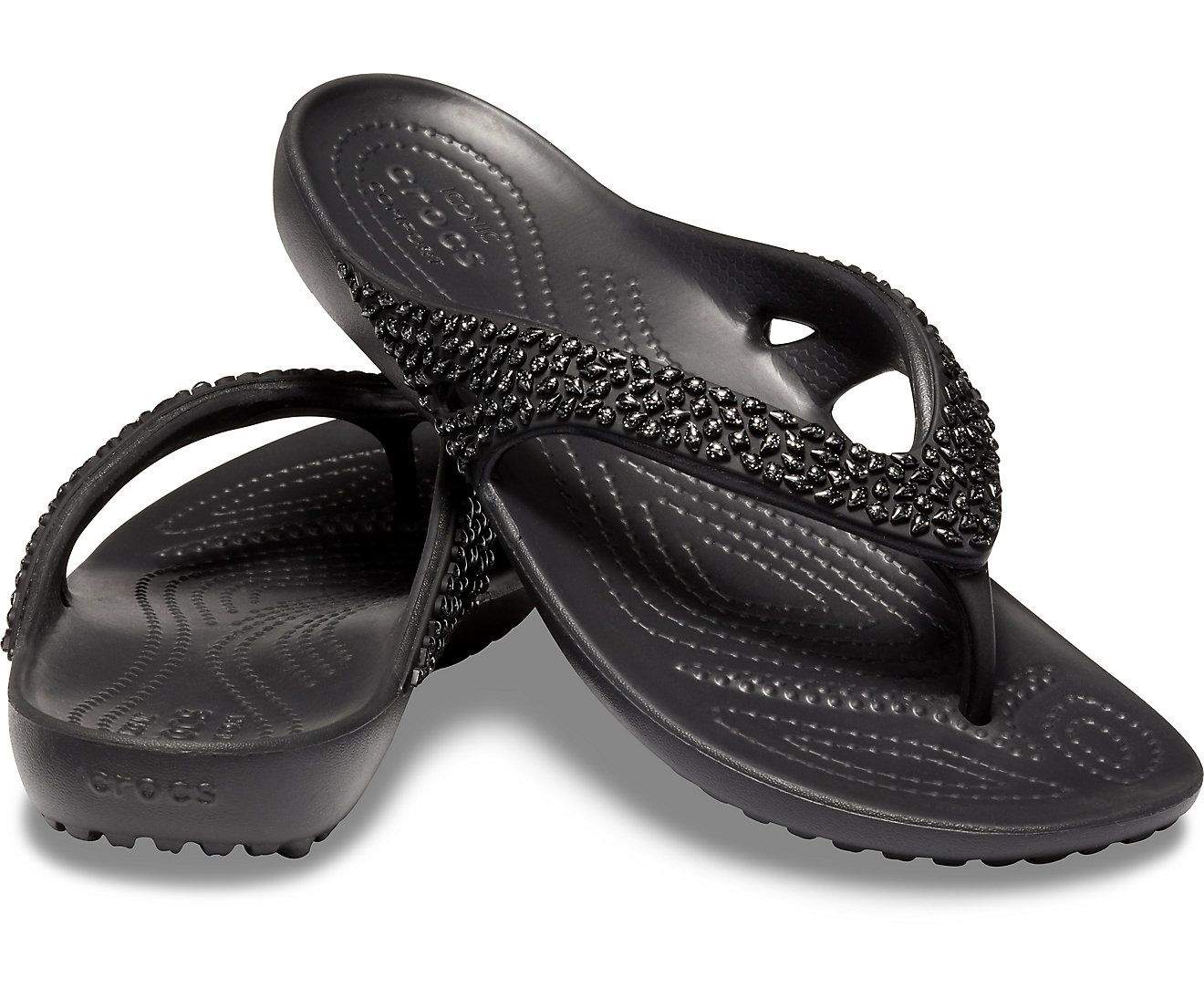 Crocs Kadee II Embellished Black Women Flip [205741-001] in