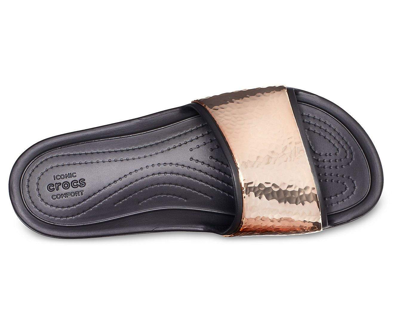 Crocs Sloane Hammered Met Black/Rose Gold Women Slide [205135-08O