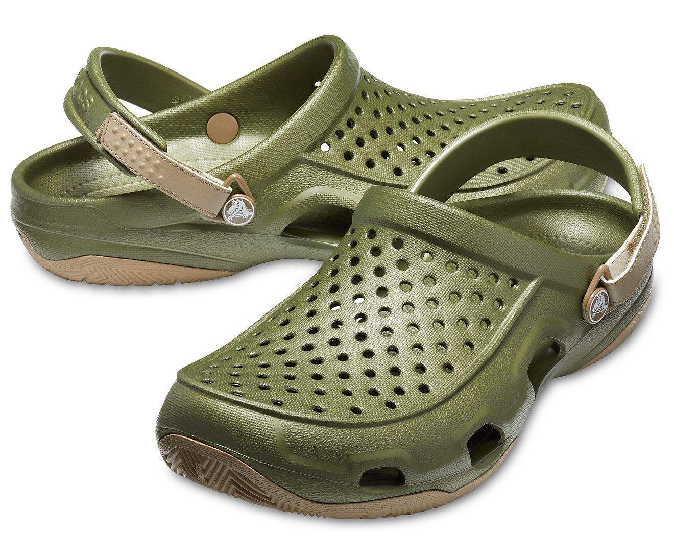 Crocs Swiftwater Deck Army Green/Khaki Men Clog [203981-354] in
