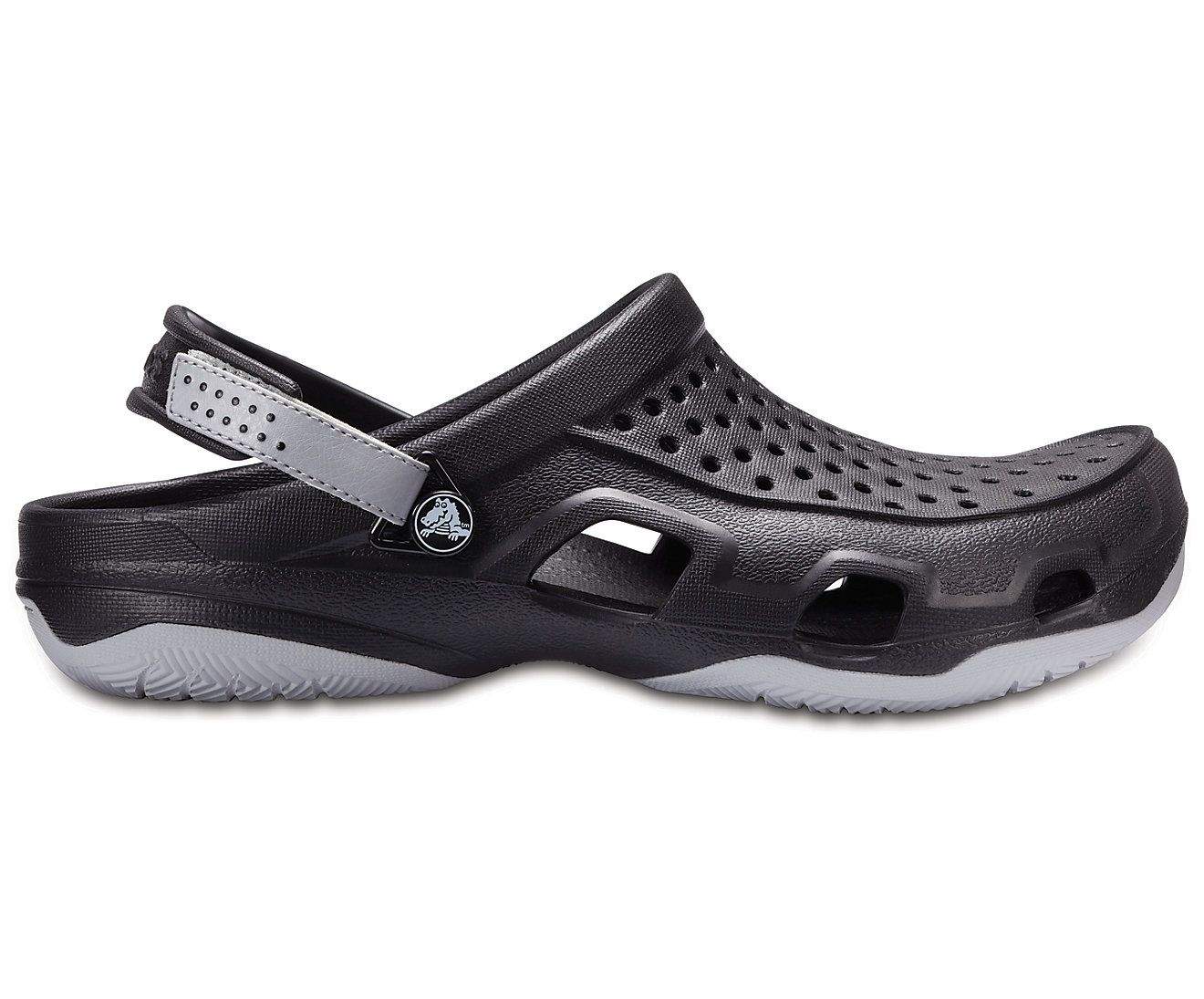 Crocs Swiftwater Deck Black/Light Grey Men Clog [203981-02G] in