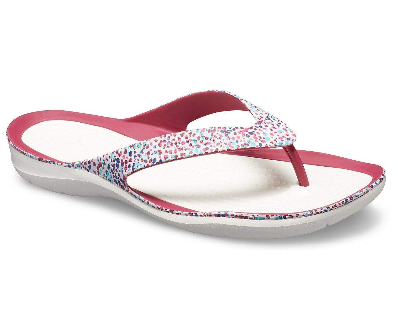Crocs Swiftwater Graphic Dots/White Women Flip [205365-96R] in