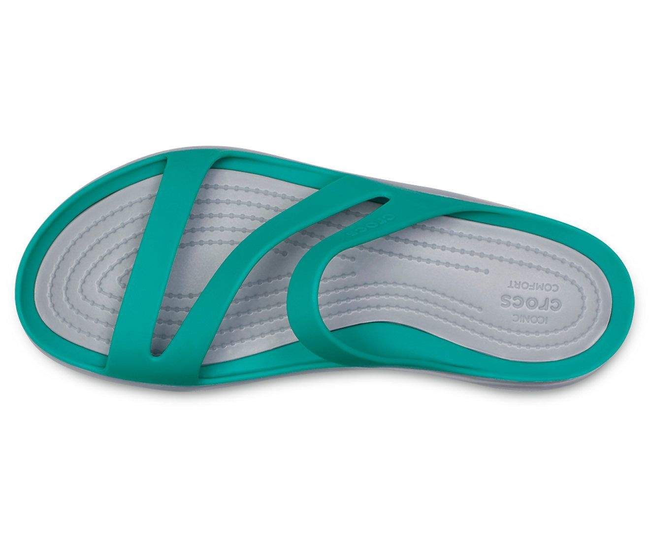Crocs Swiftwater Tropical Teal/Light Grey Women Sandal [203998-3O2