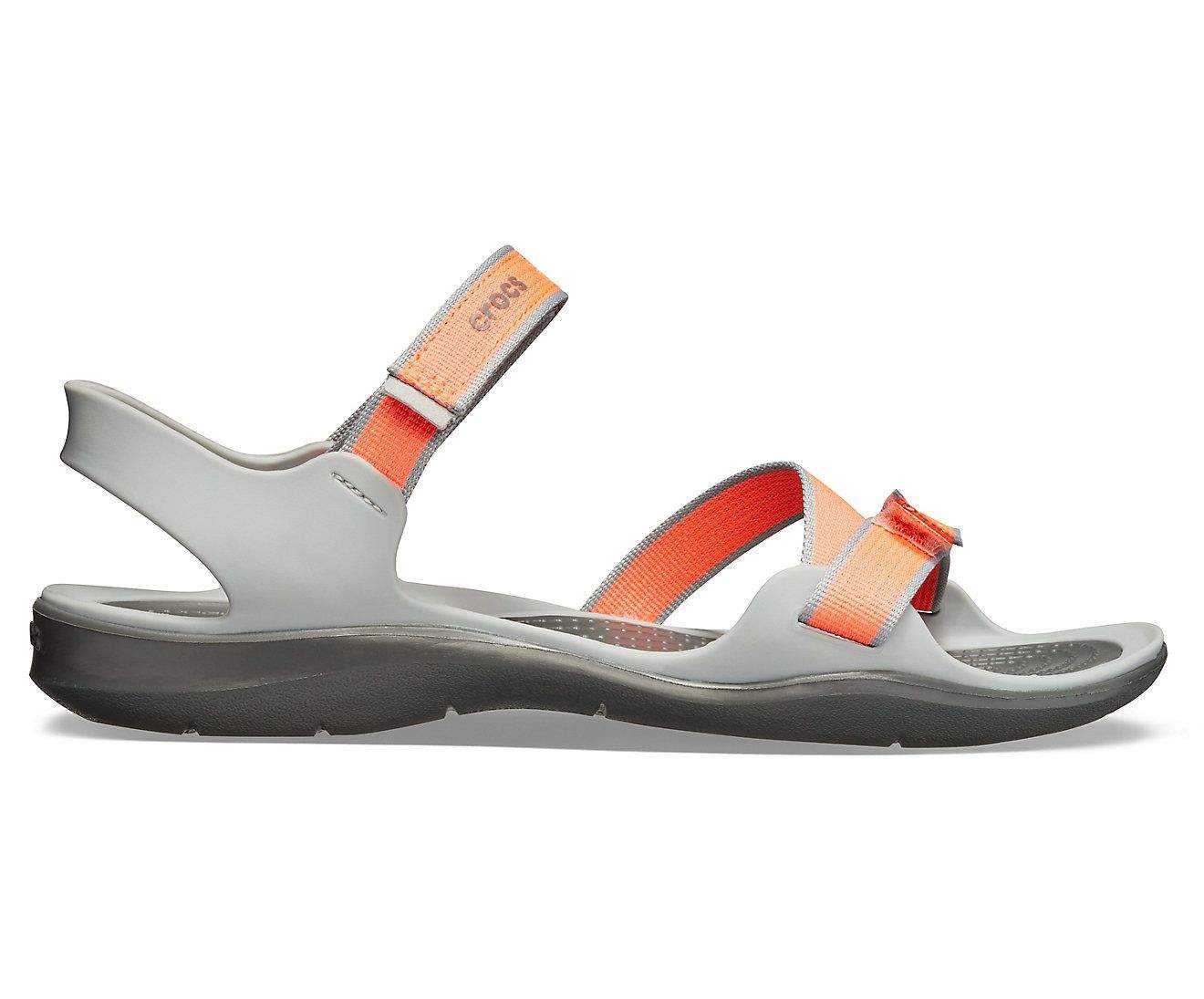 Crocs Swiftwater Webbing Bright Coral/Light Grey Women Sandal