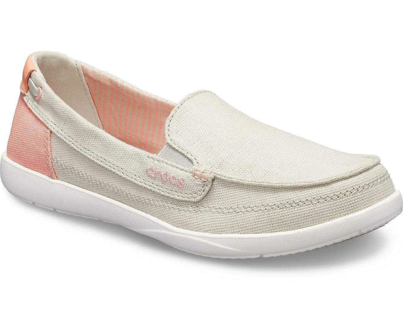 Crocs Walu Canvas Pearl White/Melon Women Loafer [14391-1CB] in
