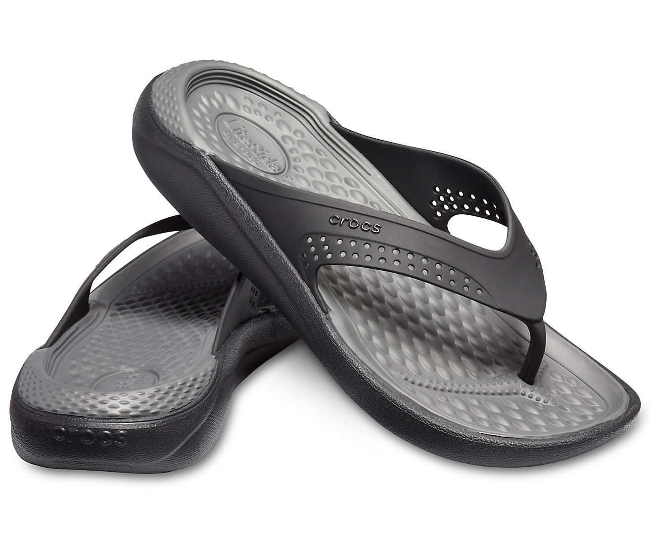 Crocs 205182 Women's LiteRide Flip (Black, Slate Grey) in Ludhiana