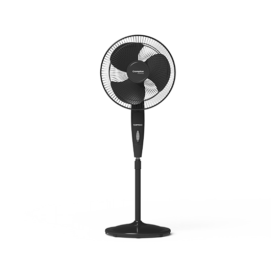 Crompton High Flo Ester 3 Blades Pedestal Fans (Black)