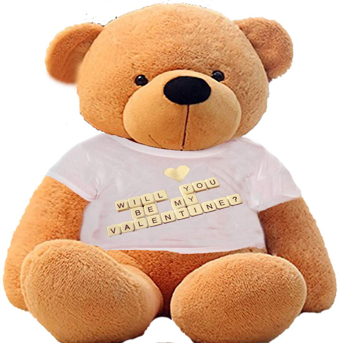 Cute Giant Teddy Bear Figure Toy Wearing Will You Be My Valentine
