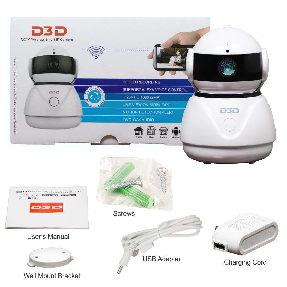 D3D Danale D2026Y HD1080P WiFi Smart Home Security Camera (White