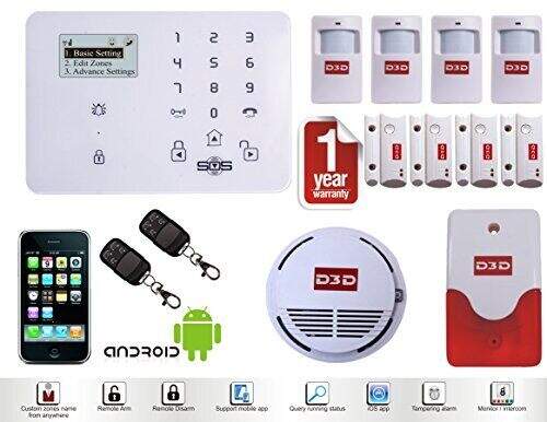 D3d Wireless LCD GSM SMS Home Security Burglar House Fire Alarm
