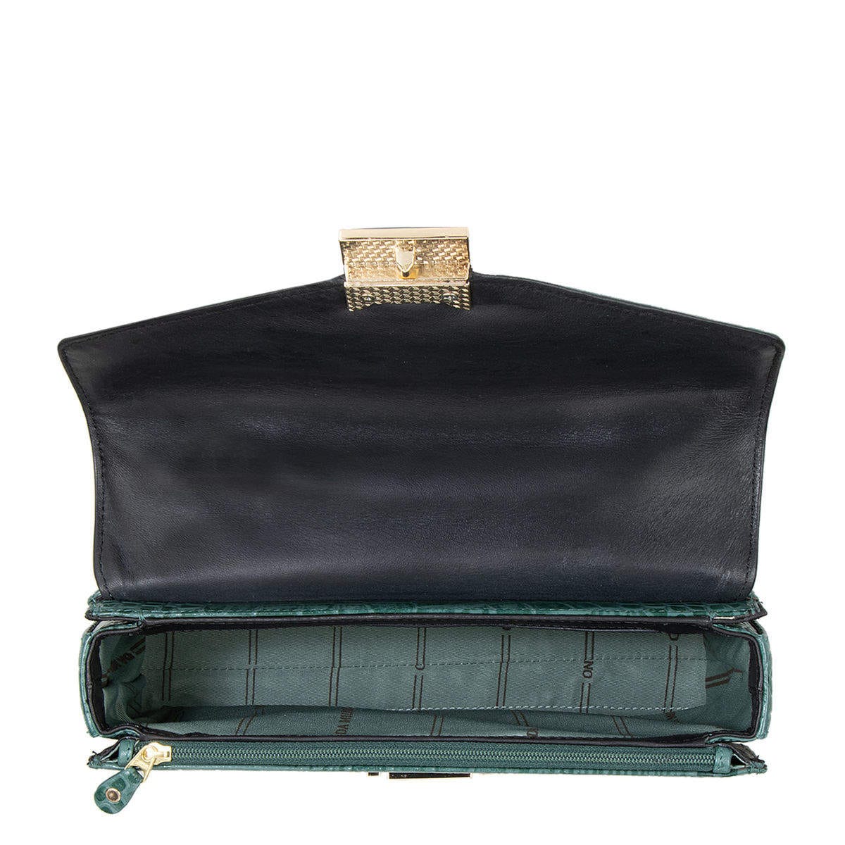 Da Milano Green Croco Effect Satchel Bag LB-00119CHILLYCRO in